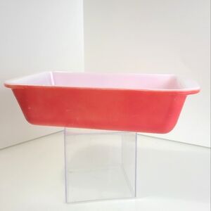 🦩Vintage Pyrex 212 Flamingo Pink Loaf Baking Dish Made In Canada Reverse Stamp